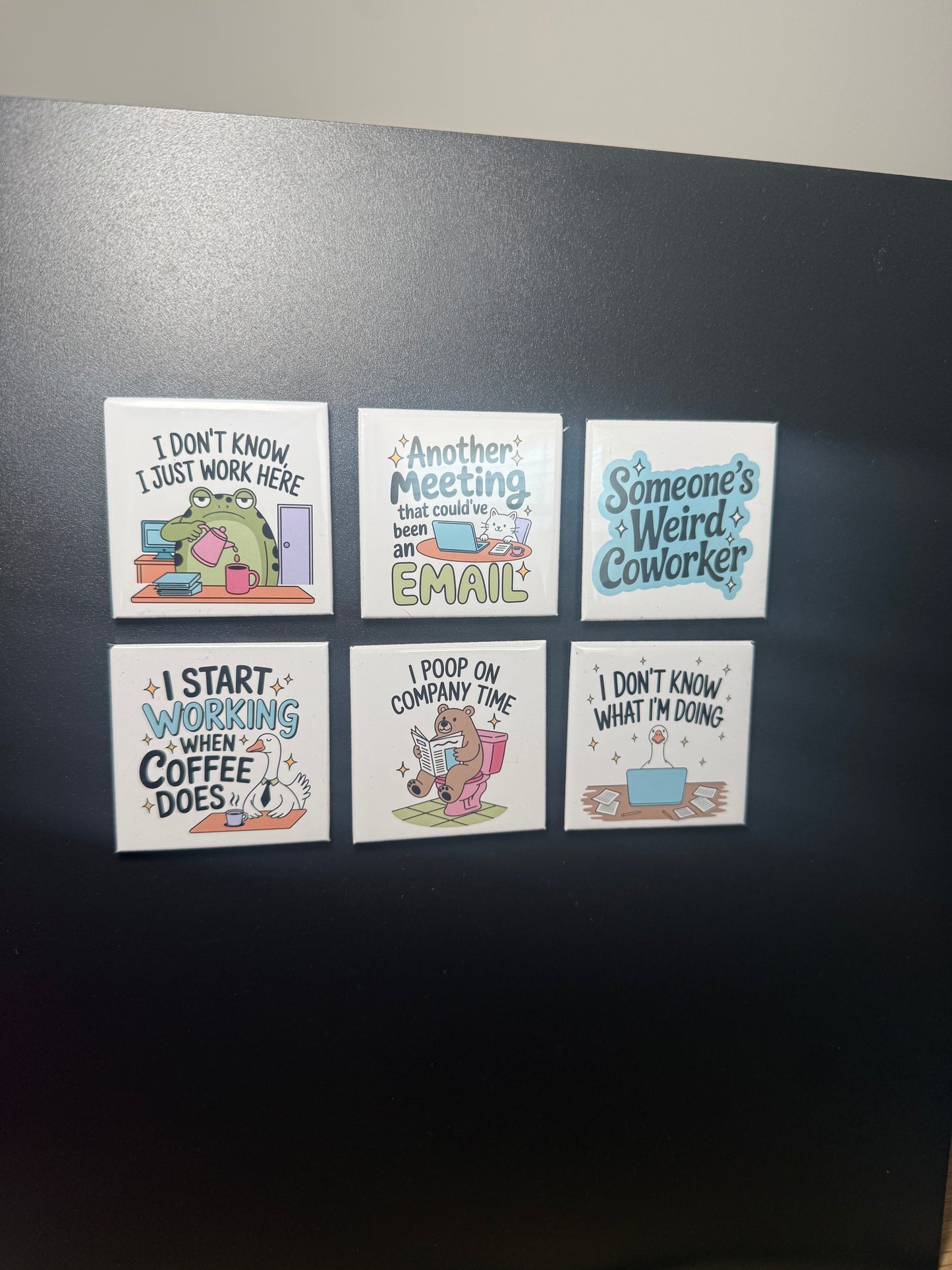 6pk Funny Work Magnets