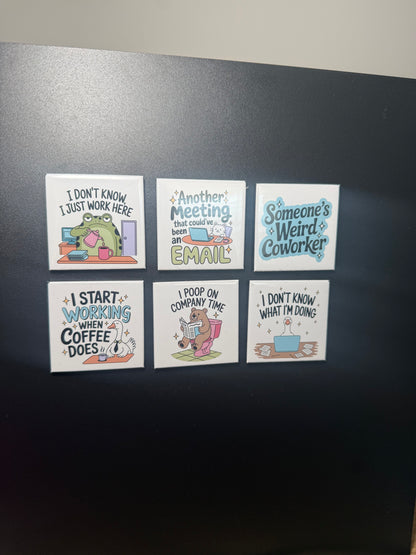 6pk Funny Work Magnets