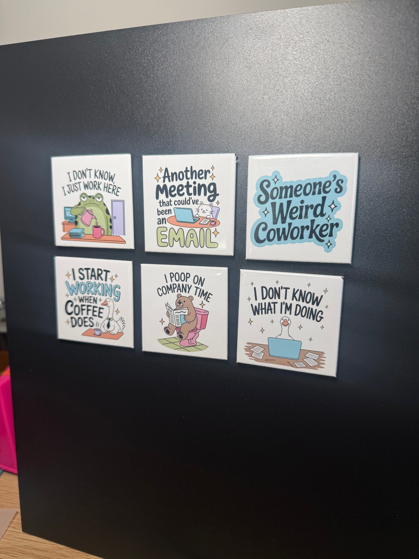 6pk Funny Work Magnets